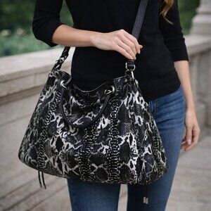 6126 Tempest Python-Print Leather Hobo Kitty & Whip Collection by Lindsay Lohan